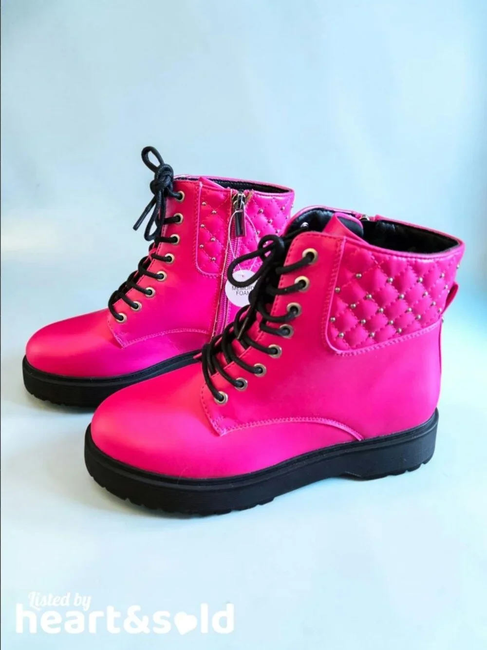 NEW Girls Sonoma Hot Pink Combat Boots